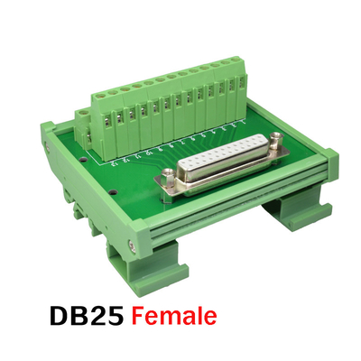 DB25 وحدات الاتصال نهاية واحدة D Sub 25 دبوس محطة بلوك كسر لوحة DIN ريل تركيب