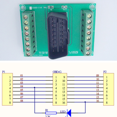 موصلات OBD2 16pin إلى الكتل الطرفية ، لوحة اندلاع لوحة DIN للسكك الحديدية