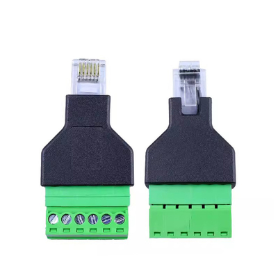 موصلات RJ12 6P6C وحدات المقابس إلى محول كتل طرفية ذات 6 دبوس