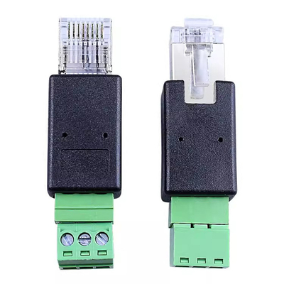 RJ45 شبكة ذكر 8P8C إلى 3 دبوس المسمار محول كتلة المحطة