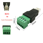 RJ11 6P4C Male Connector Modular Plugs to 4 Pin Screw Terminal Blocks Adapter