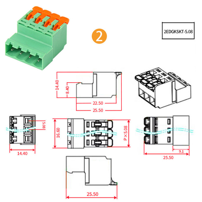 5.08mm Pitch PCB بلاكات محطة قابلة للشحن رافعة ضغط سريع Crimp Docking Socket Plug