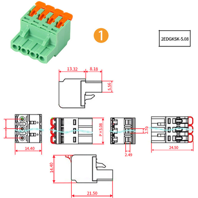 5.08mm Pitch PCB بلاكات محطة قابلة للشحن رافعة ضغط سريع Crimp Docking Socket Plug