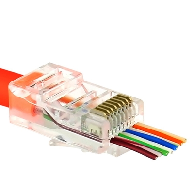 متعدد الألوان RJ45 8P8C قابس معياري Cat5E موصل كابل إيثرنت مطلي بالذهب 30um