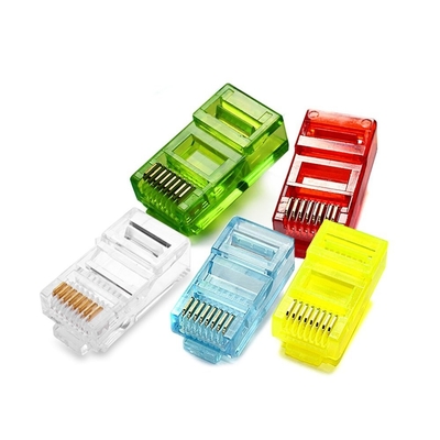 متعدد الألوان RJ45 8P8C قابس معياري Cat5E موصل كابل إيثرنت مطلي بالذهب 30um