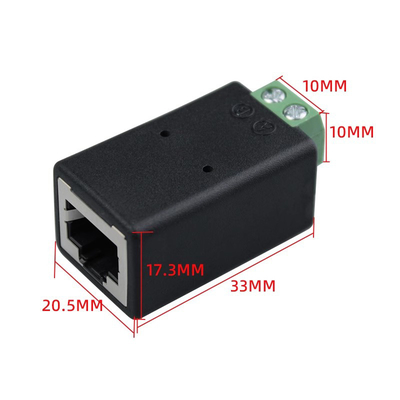 RJ45 شبكة الاتصال الإناث 8P8C إلى 2 دبوس RS485 مسدس محطة الكتل محول