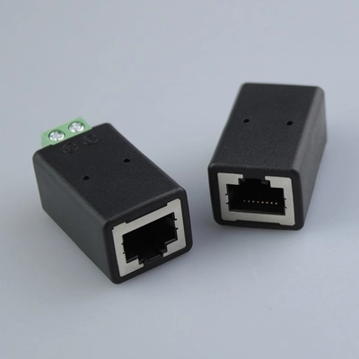 RJ45 شبكة الاتصال الإناث 8P8C إلى 2 دبوس RS485 مسدس محطة الكتل محول