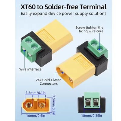 محول طرفي لولبي ثنائي السنون XT60 موصل شحن بدون لحام لشاحن توازن طائرة بدون طيار FPV