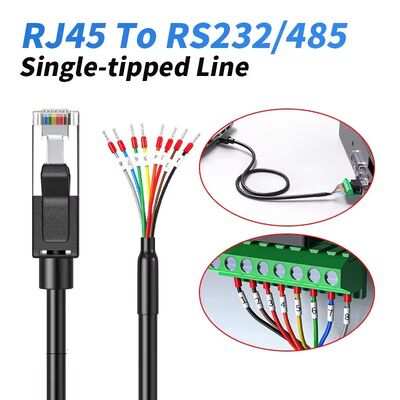 موصل RJ45 RJ48 RJ50 RJ11 RJ12 إلى 485 422 RJ45 إلى كابل 232 خط نقل البيانات