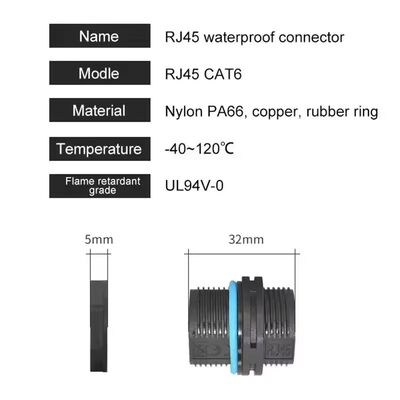 IP68 مقاوم للماء RJ45 رابط الشبكة المحمي الدائري Cat6A RJ45 ربط المقابس