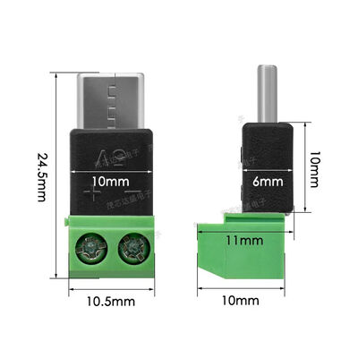 نوع C الذكور إلى 2Pin 5V محطات المسمار الأخضر محول USB لمكونات الهاتف المحمول وشحن الكمبيوتر