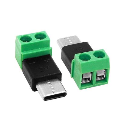 نوع C الذكور إلى 2Pin 5V محطات المسمار الأخضر محول USB لمكونات الهاتف المحمول وشحن الكمبيوتر