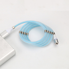 Pogo Pin LED إضاءة مضيئة USB كابل شحن مغناطيسي ملفوف حبل 100 سم