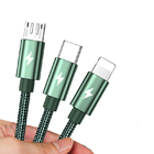3 in 1 Fast Charging Cable USB Type C 5A Data Charge Cable Braided Fabric Cord