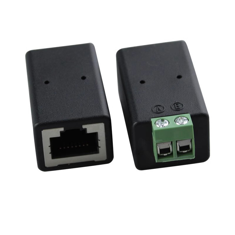 RJ45 شبكة الاتصال الإناث 8P8C إلى 2 دبوس RS485 مسدس محطة الكتل محول