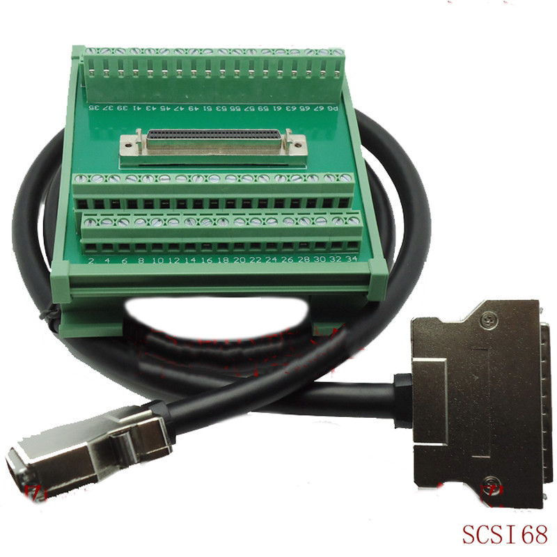 SCSI 68 دبوس موصل DIN السكك الحديدية تركيب محول كتل مع كابل 1 متر