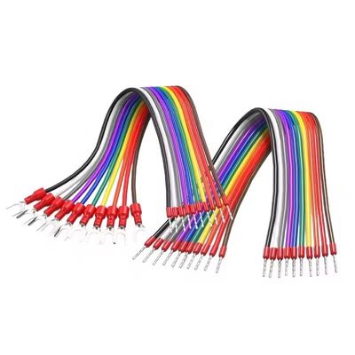 10Pin 20AWG 0.5mm2 Jumper Wire Fork Ferrules محطات توصيل الكابل 5 Amps التيار 20cm 30cm 50cm 100cm